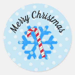 Autocollant rond classique flocons de neige et can
