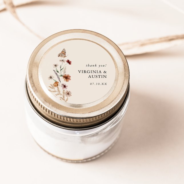 Autocollant rond classique floral boho (Boho Floral Classic Round Sticker
)