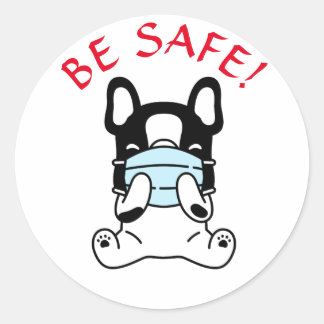 Autocollant rond classique FRENCH BULLDOG BE SAFE