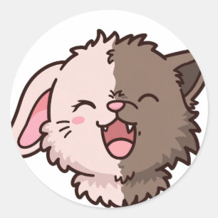 Autocollant rond classique Halloween de lapin loup