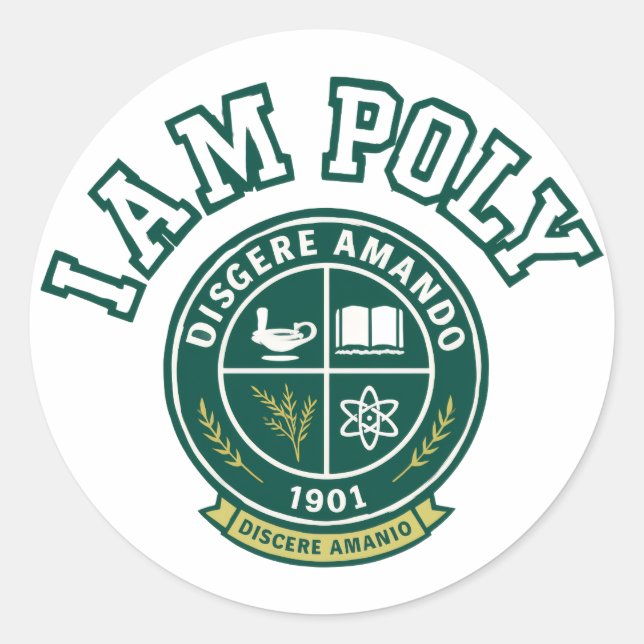 Autocollant rond classique I AM POLY (Devant)