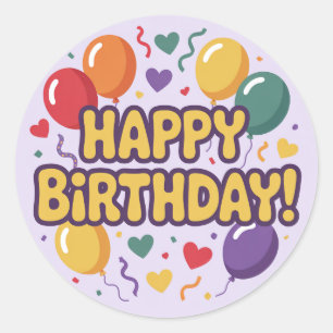 Autocollant Rond Classique Joyeux Anniversaire
