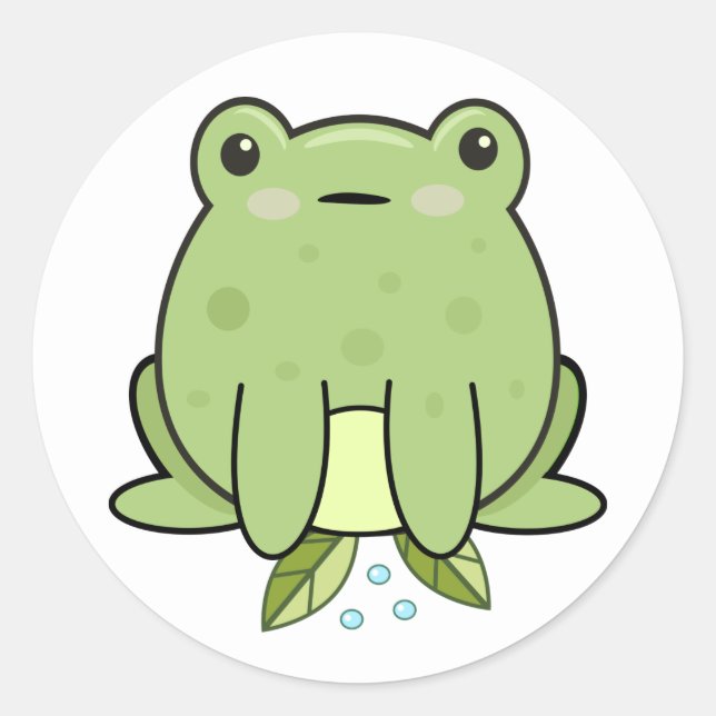 Autocollant rond classique Kawaii Grenouille (Devant)