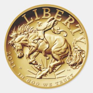 Autocollant rond classique Liberty Horse Coin