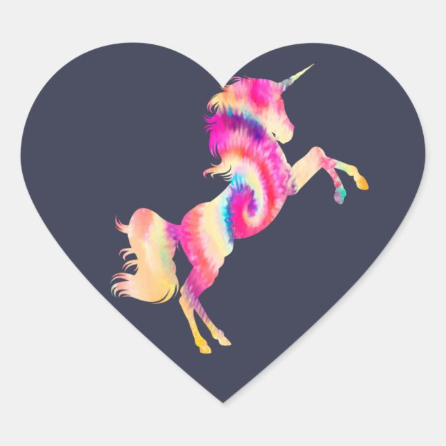 Autocollant Rond Classique Licorne Tie Dye (Devant)