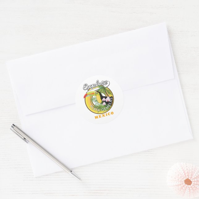 Autocollant rond classique logo de voyage à Oaxaca (Enveloppe)