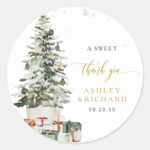 Autocollant Rond Classique Mariage Arbre de Noël