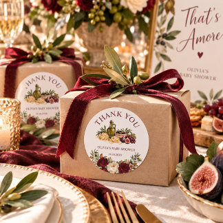 Autocollant Rond Classique Mariage Italien à la Fi