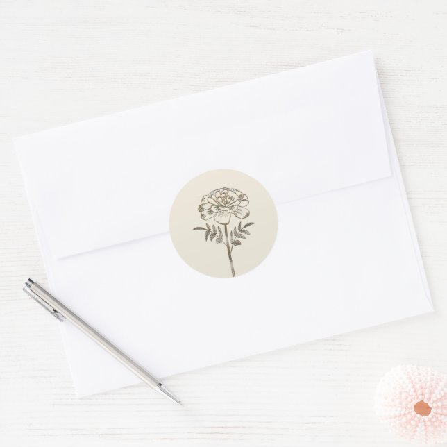 Autocollant rond classique Marigold d'octobre en o (Enveloppe)