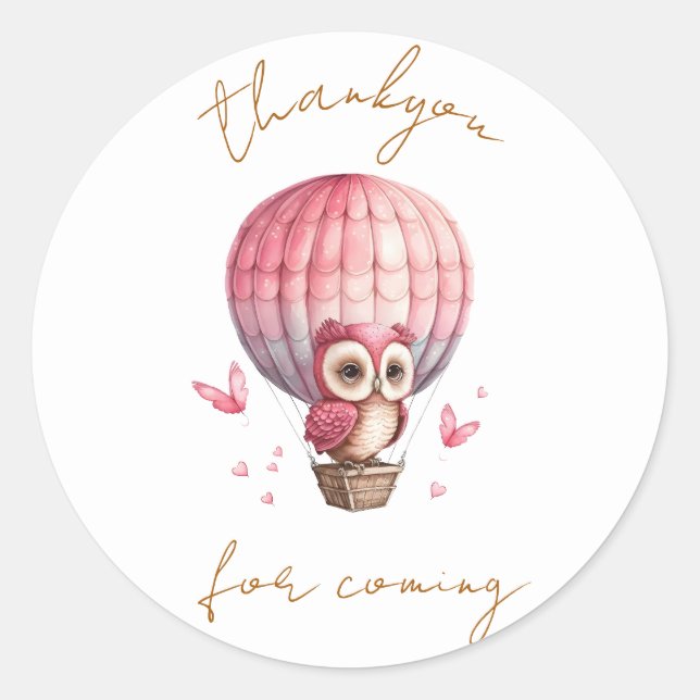 Autocollant rond classique Merci de hibou (Devant)