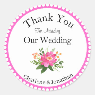 Autocollant rond classique Merci de mariage person