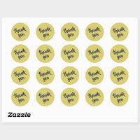 Autocollant Rond Classique Merci Jaune Chaud Douce