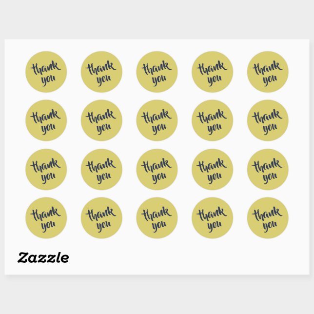 Autocollant Rond Classique Merci Jaune Chaud Douce (Feuille)