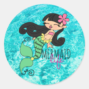 Autocollant rond classique Mermaid Life BH