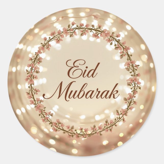 Autocollant rond classique musulman Eid Mubarak (Devant)