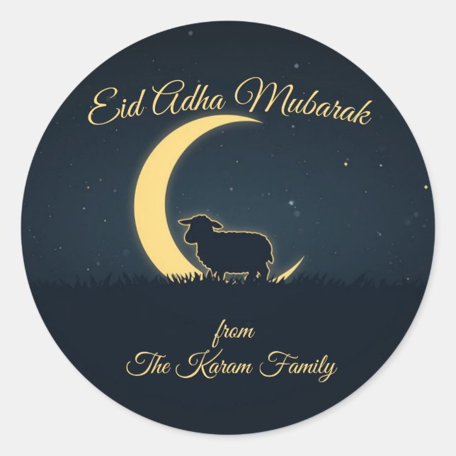 Autocollant rond classique musulman Eid Mubarak (Devant)