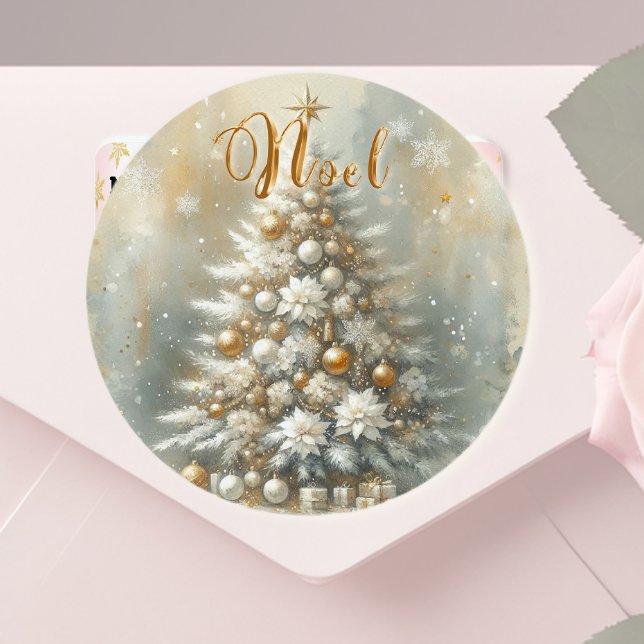 Autocollant rond classique Noël (Créateur téléchargé)