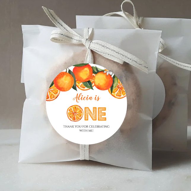 Autocollant rond classique orange mignon pour le p (Créateur téléchargé)