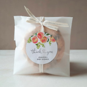 Autocollant rond classique Peach Thank You