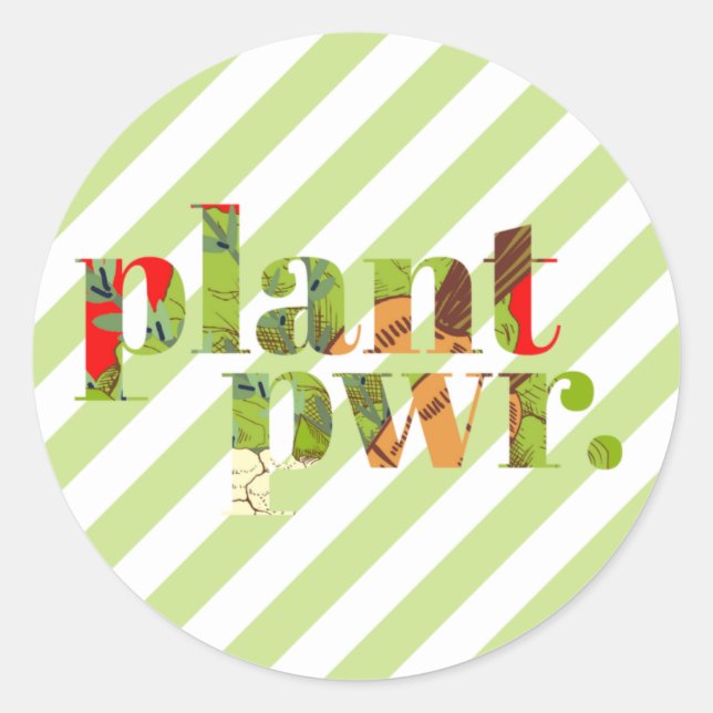 Autocollant Rond Classique Plant Power (Devant)
