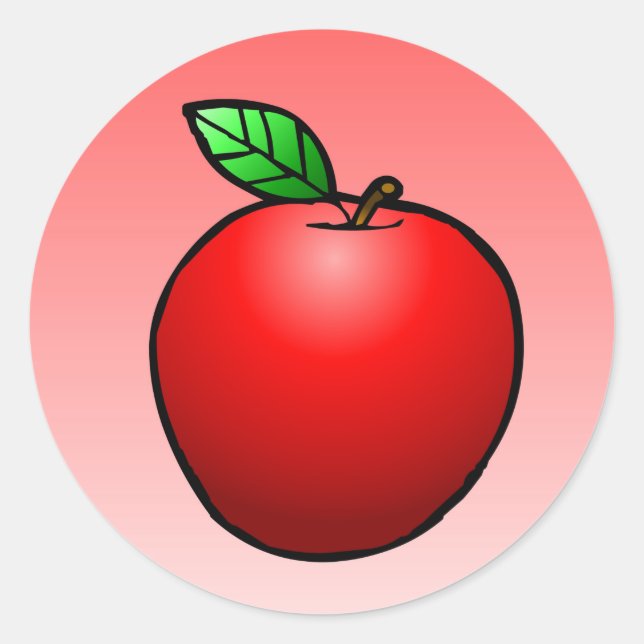 Autocollant rond classique Pomme Rouge (Devant)