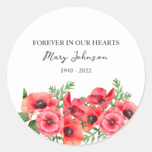 Autocollant rond classique Poppy Memorial Funeral