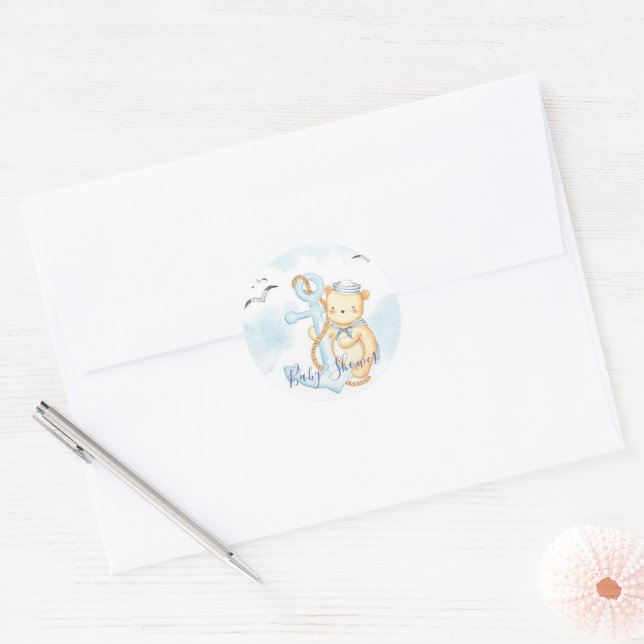 Autocollant rond classique pour baby shower avec u (Enveloppe)