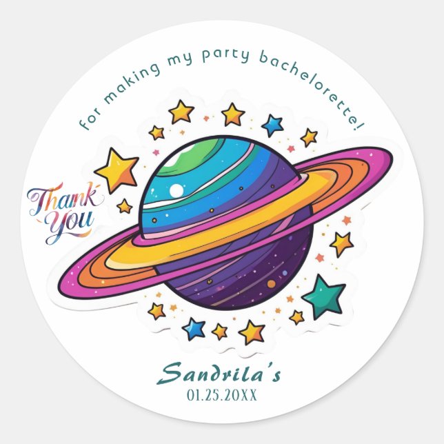 Autocollant rond classique pour fête d'anniversair (Devant)