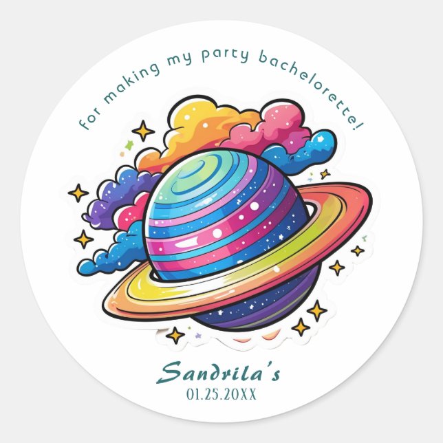 Autocollant rond classique pour fête d'anniversair (Devant)