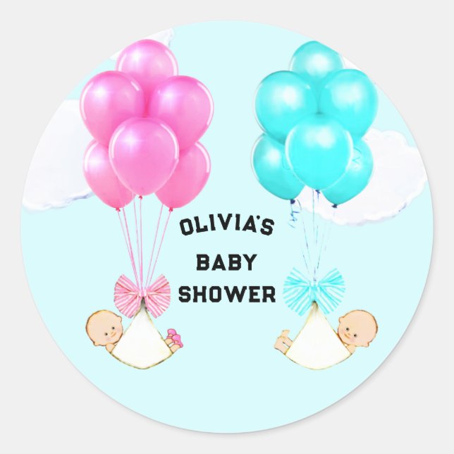 Autocollant rond classique pour la baby shower de  (Devant)