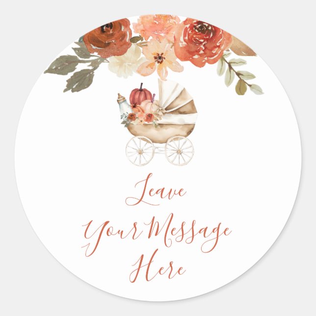 Autocollant Rond Classique pour Message de Bébé à  (Devant)