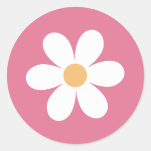 Autocollant rond classique Retro Daisy Rose