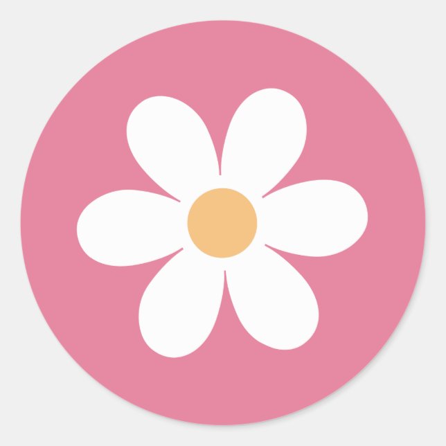 Autocollant rond classique Retro Daisy Rose (Devant)