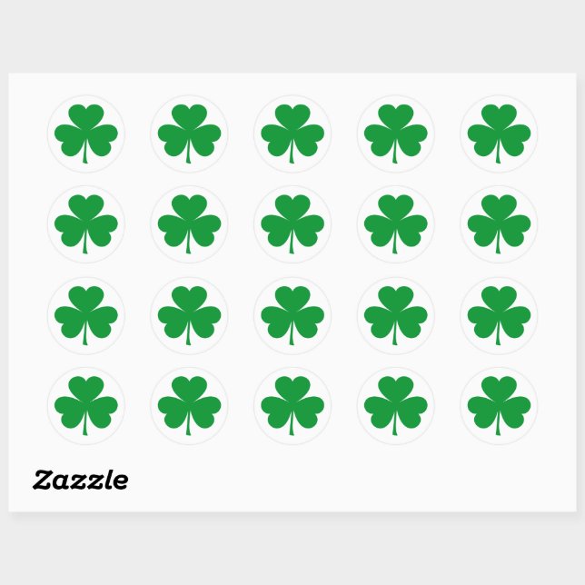 Autocollant rond classique Shamrock (Feuille)