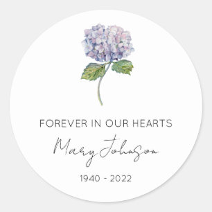 Autocollant rond classique Simple Hydrangea Memori