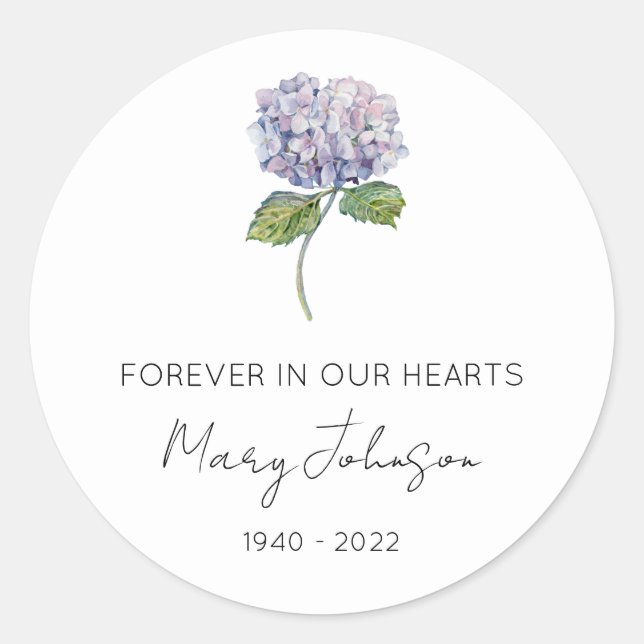 Autocollant rond classique Simple Hydrangea Memori (Devant)
