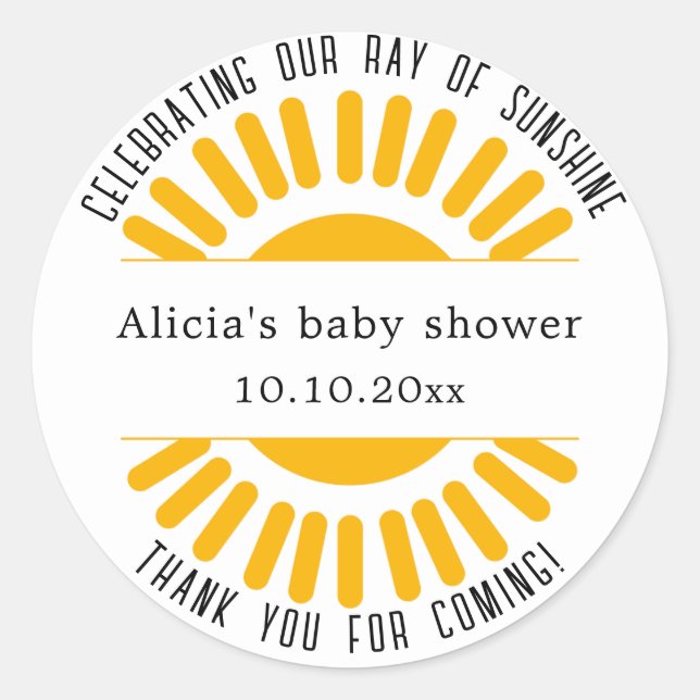 Autocollant rond classique soleil boho personnalis (Devant)