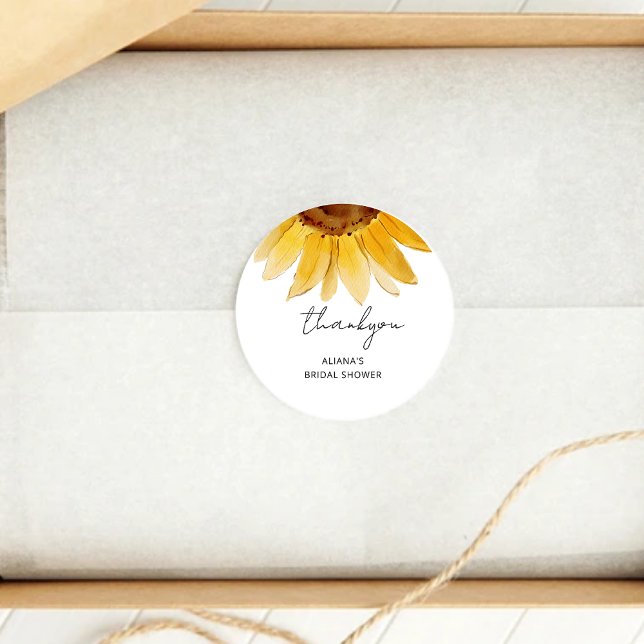 Autocollant rond classique tournesol pour la fête  (Créateur téléchargé)