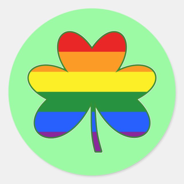 Autocollant rond classique trèfle couleur drapeau  (Devant)