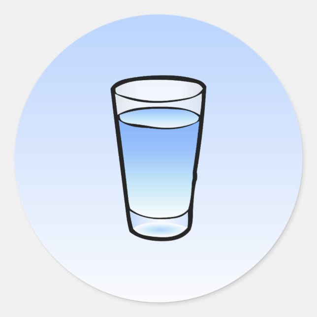 Autocollant Rond Classique Verre d'Eau (Devant)