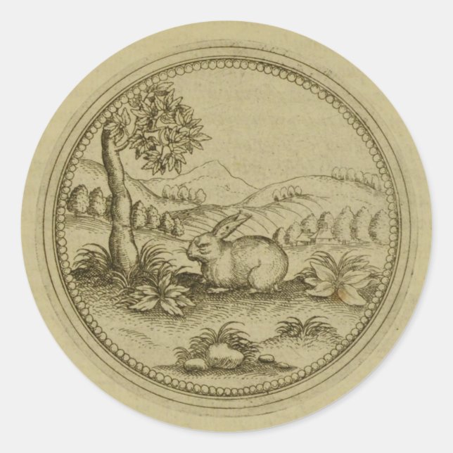 Autocollant rond classique Vintage Rabbit (Devant)