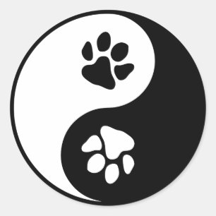 Autocollant rond classique Yin Yang Paw