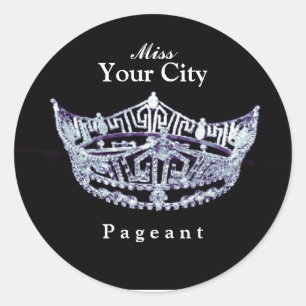 Autocollant rond Couronne personnalisé style Miss