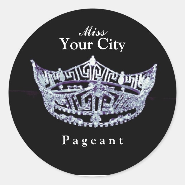 Autocollant rond Couronne personnalisé style Miss  (Devant)