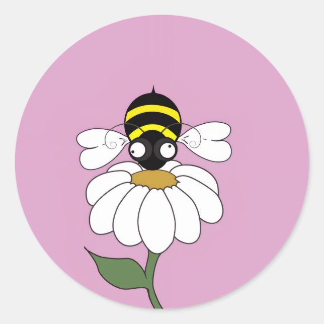 Autocollant rond Daisy Bee (Devant)