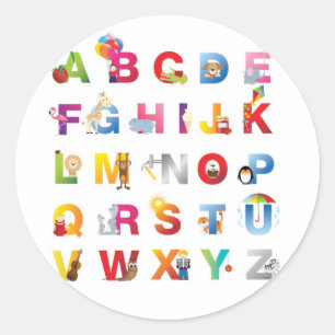 autocollant rond d'alphabet