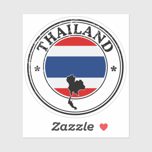 Autocollant Rond de Drapeau de Cachet de Thaïlande (Feuille)
