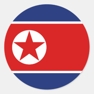 Autocollant rond de drapeau de la Corée du Nord