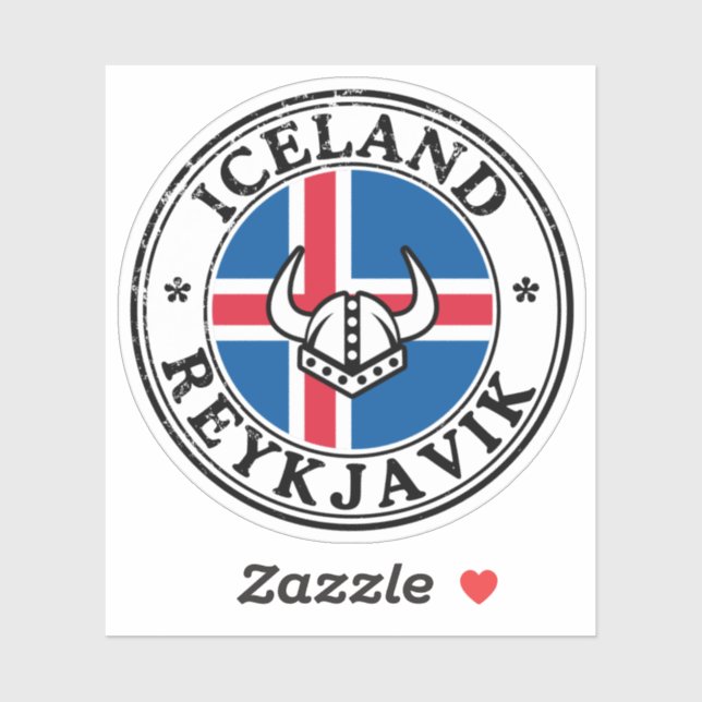 Autocollant Rond de Drapeau de Sceau d'Islande pou (Feuille)