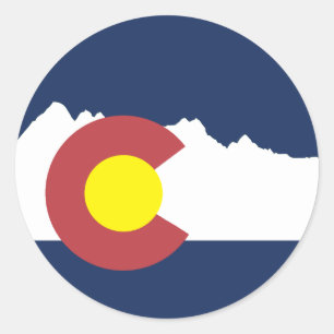 Autocollant rond de drapeau du Colorado de
